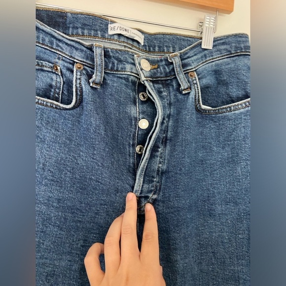 Redone/ Originals High Rise Stovepipe Jeans Blue Size 29 Frayed Hem - Picture 3 of 8